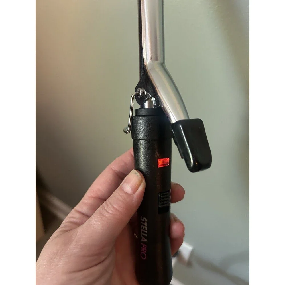 Stella Pro 5/8” Spring Grip Curling Iron Chrome Barrel Open Box Working New